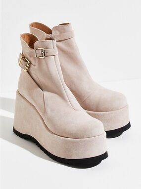 NIB Free People Sabrina Suede Platform Ankle Boots Beige Rosa 38(7.5) & 39(8.5)